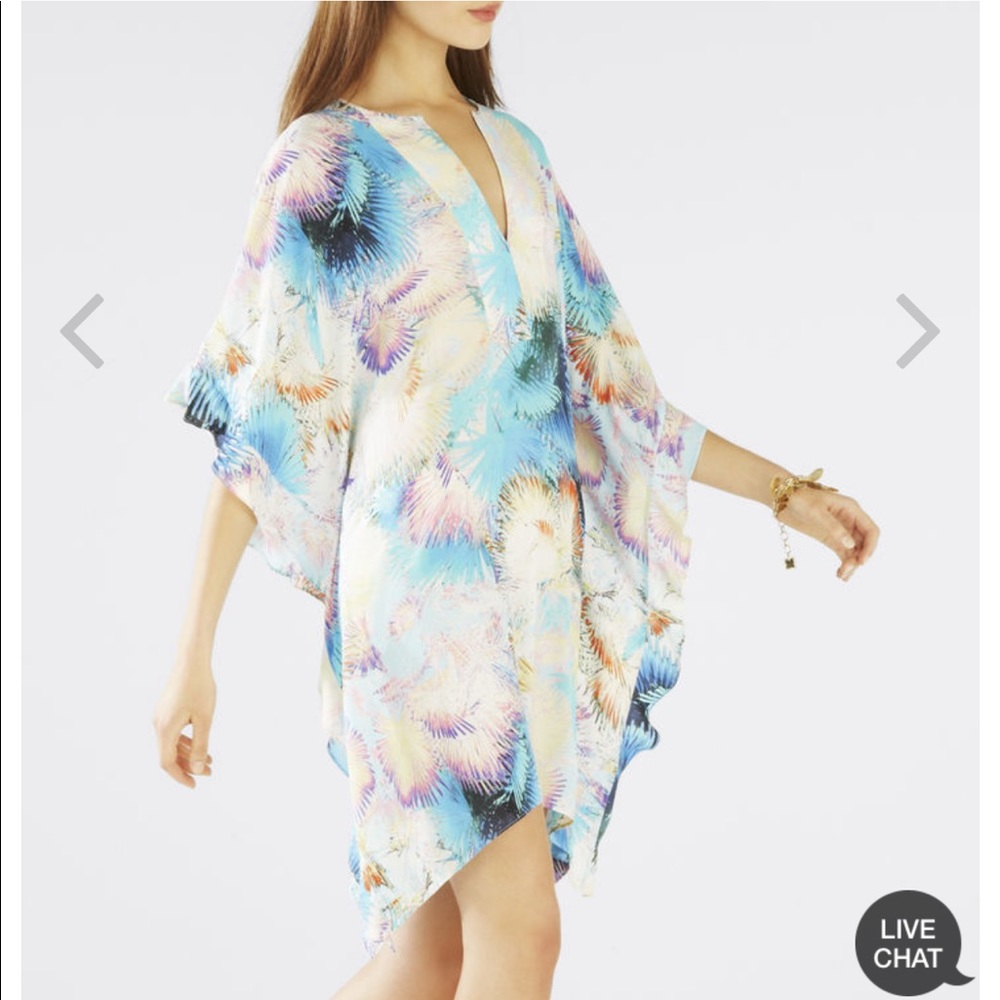 Bcbg printed ruffle kaftan dress